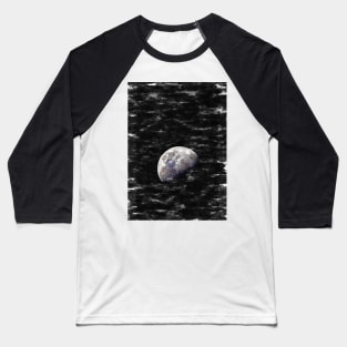 Partial Bright Moon In The Night Sky. For Moon Lovers. Baseball T-Shirt